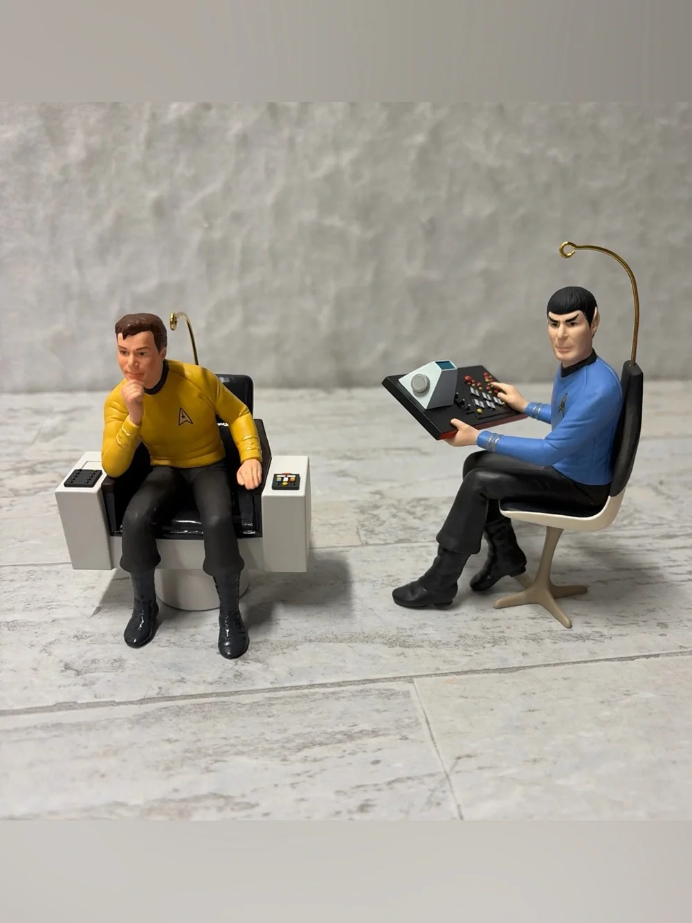 1995 Hallmark Star Trek Captain James T. Kirk Ornament and 1996 Spock